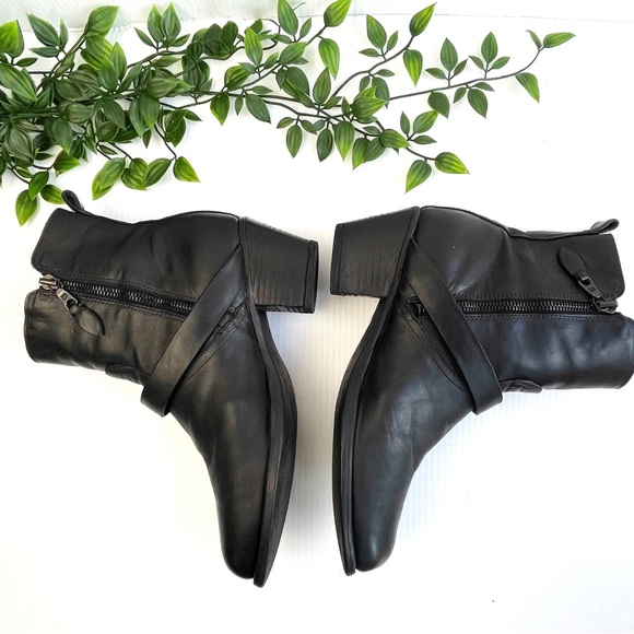rag & bone 'Harper' Moto Boot stocked heel adjustable straps Black Size 9 - Picture 7 of 12